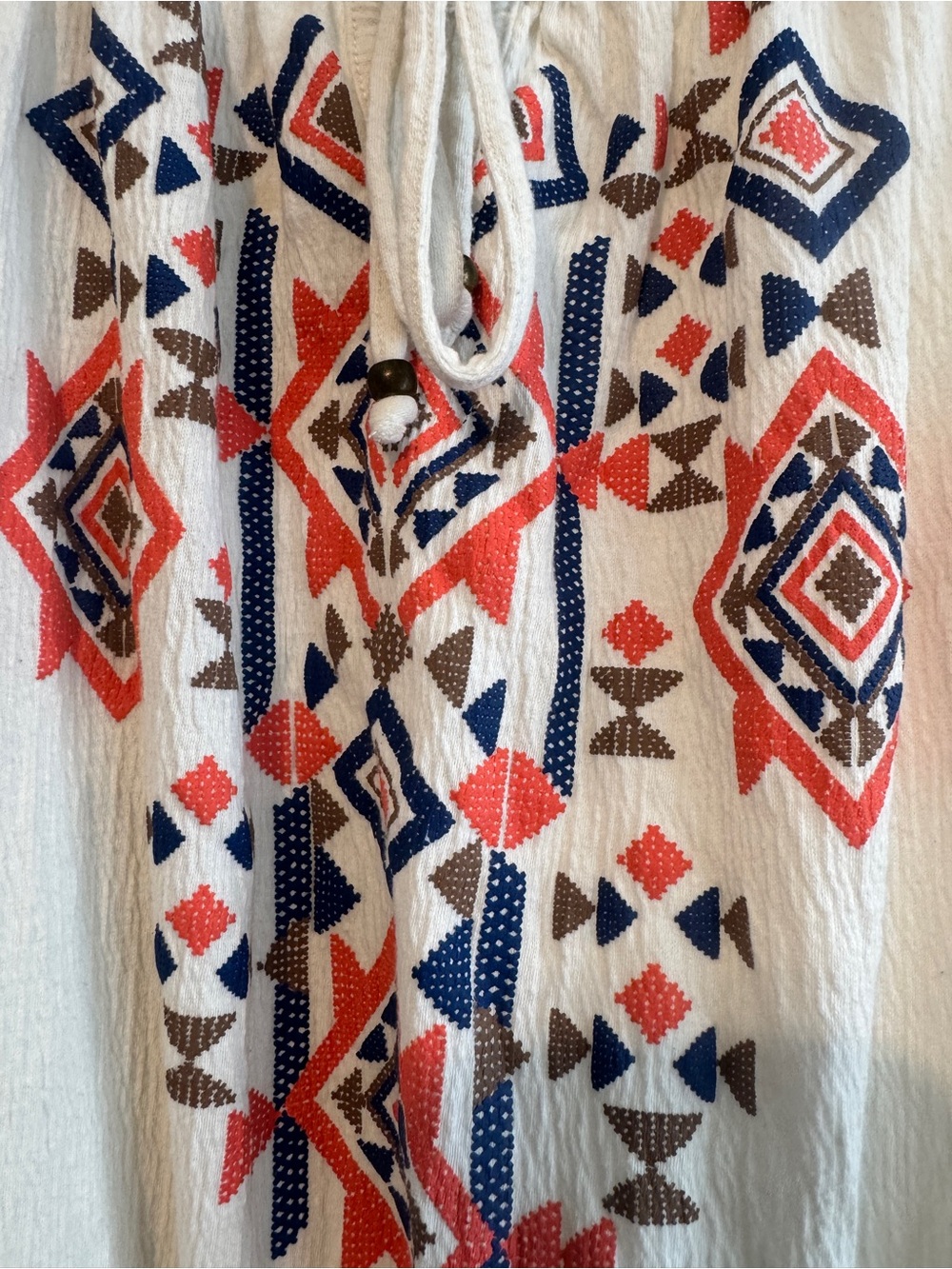 Boho Embroidered Flutter Sleeve Smocked Hem Blouse sz 1X XL - Picture 2 of 8